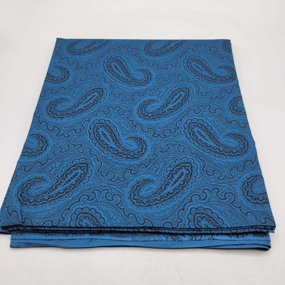 Teal Black Paisley Cranston Print Works Cotton Fabric Sewing Quilting 1.5 Yards
